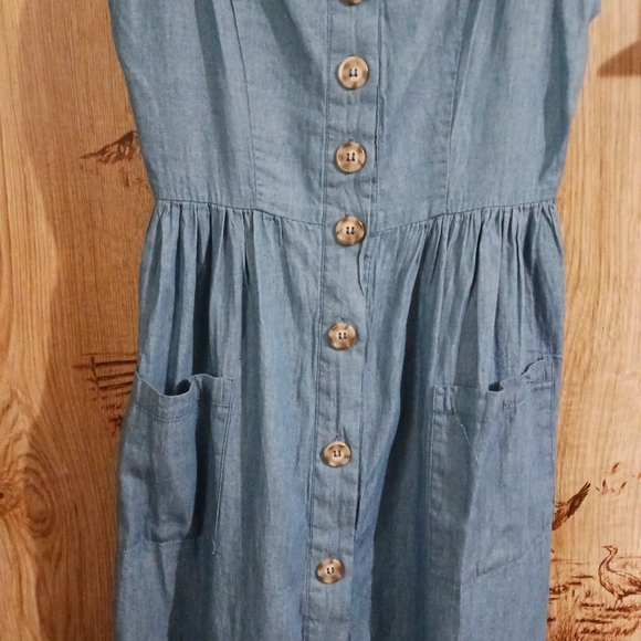 Rebellion Denim Jumper Pinafore Apron Midi Summer Dress - Picture 3 of 13